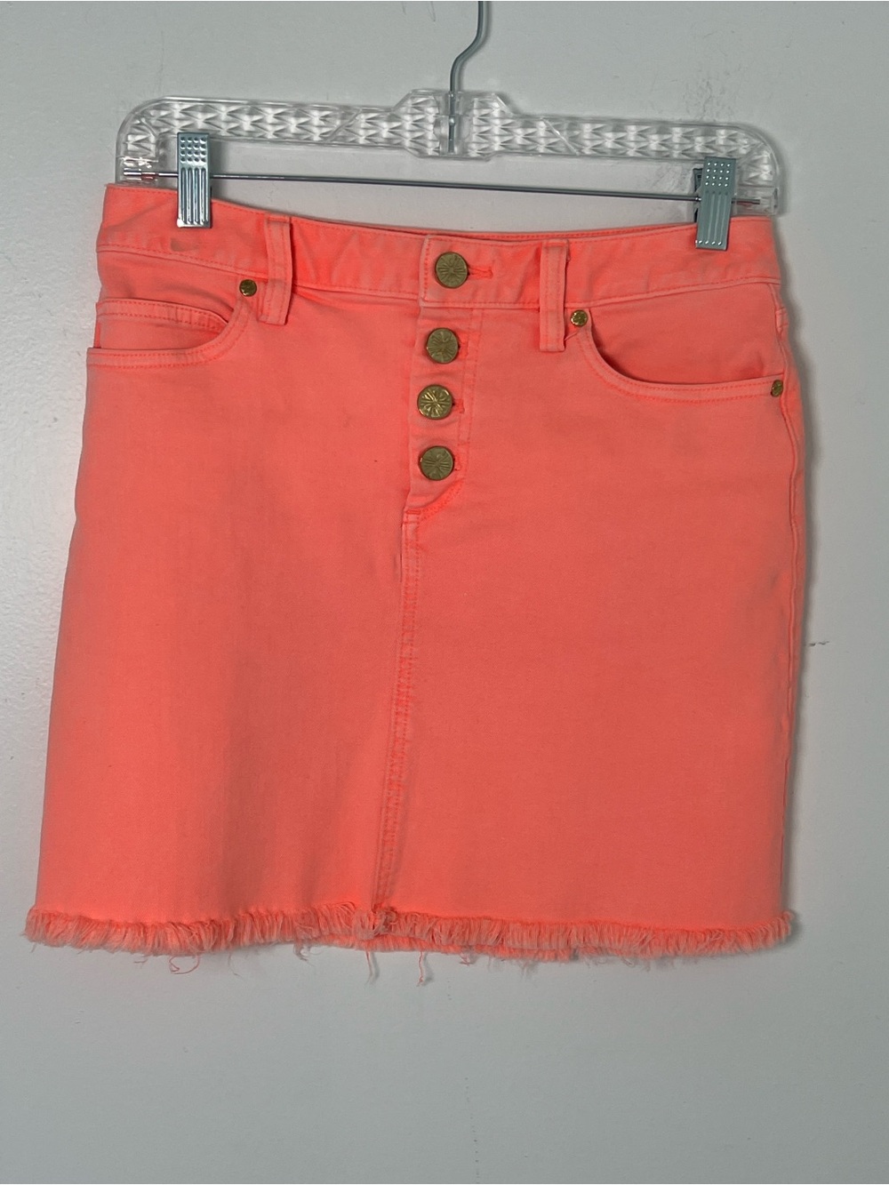 EUC! Lilly Pulitzer Kooper Denimβ Mini Skirt Papaya Size 0